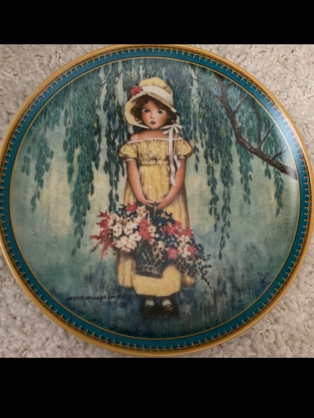 VTG “EASTER” Edwin M. Knowles plate  limited edition girl in yellow dress in box